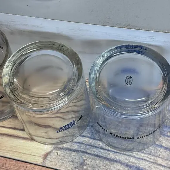 Absolut Vodka Rocks Glasses The Absolute Umbrella Stand Set of 4 Barware - Picture 6 of 6